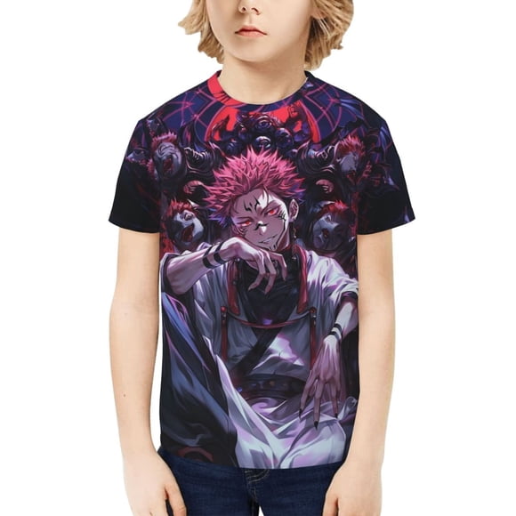 T-shirt Graphique Sukuna Jujutsu Kaisen pour Jeunes, Chandails à Manches Courtes, T-Shirts