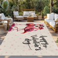 thumbnail image 2 of Valentine's Day Outdoor Rug for Patio/Deck/Porch, Non-Slip Large Area Rug 5 x 8 Ft, Red Flamingos Roses Love Romance Beige Indoor Outdoor Rugs Washable Area Rugs, Reversible Camping Rug Carpet Runner, 2 of 8