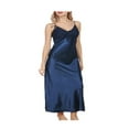 thumbnail image 1 of YOPTOP Robe de Pyjama pour Femmes en Satin Soyeux Longue Tenue de Nuit à Col en V, Bleu, Moyen, 1 of 6