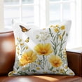 thumbnail image 2 of Spring Flower Throw Pillow Cover Yellow Floral Daisy Field Butterfly Pastoral Cotton Linen Cushion Cover Throw Pillow Case with Invisible Zipper for Couch Sofa Bed Chair Car 24x24 Inch, 2 of 9