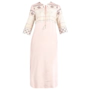 Pink Band Collar Printed Kurta-Small