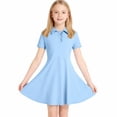thumbnail image 3 of Jalioing Girls Short Sleeve Golf Dress Button Collared Plain Tennis Dresses Teens Girls School Uniform Dress with Pocket, 3 of 8