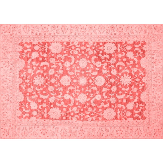 Ahgly Company Machine Washable Indoor Rectangle Oriental Red Traditional Area Rugs, 5' x 7'