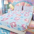 thumbnail image 3 of Manfei Colorful Axolotl Fitted Sheet Queen,Pastel Animal Bedding,3 Pieces,1 Fitted Sheet and 2 Pillowcases, 3 of 6