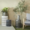 thumbnail image 3 of DecMode 16" x 23" Gray Metal Indoor Outdoor Nesting Geometric Accent Table with Cutout Circle Pattern, 3-Pieces, 3 of 14