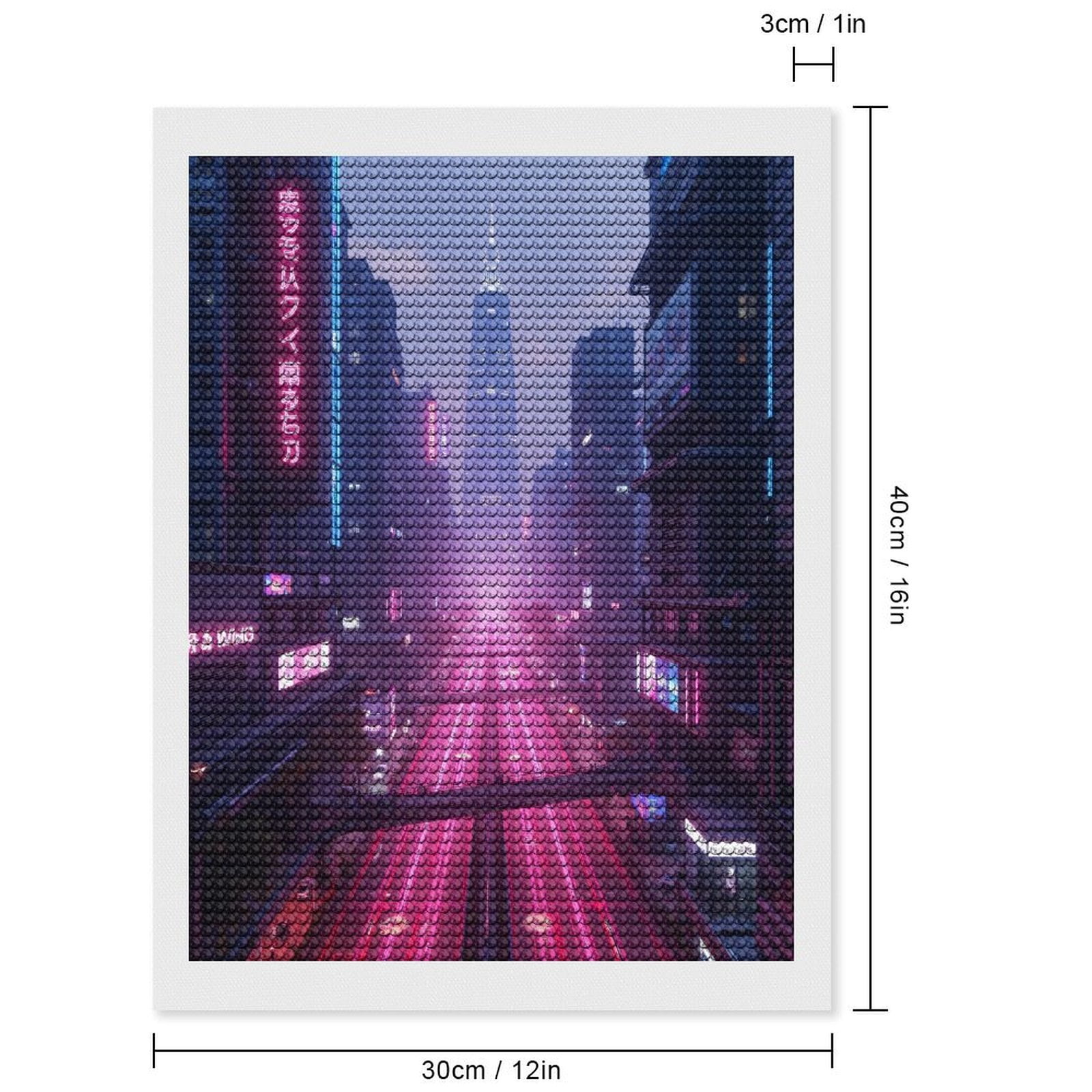 Diamond Art Kits for Adults, Futuristic City Neon Skyline Traffic 5D Diamond Painting Kits for Adults Beginners, DIY Full Drill Diamond Painting, Gem Art and Crafts 12x16