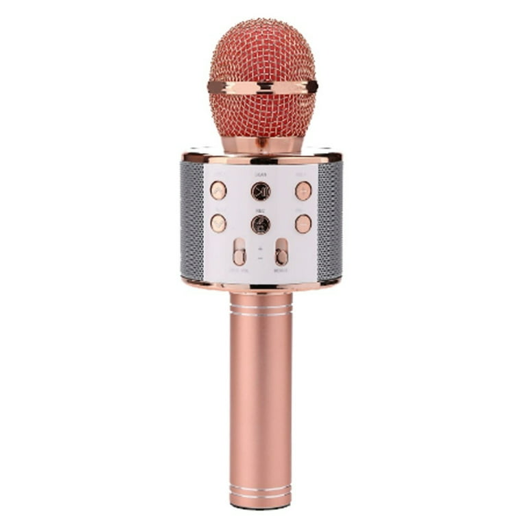 Wireless Music Microphone Handheld Karaoke Mic USB KTV Player Bluetooth  Speaker(Rose gold) 