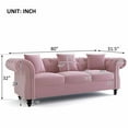 thumbnail image 3 of Furntsy Tufted Chesterfield Velvet Upholstered Sofa with Nailhead Decoration, Pink, 3 of 10
