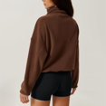 thumbnail image 4 of NMMUED Half Zip Pullover Women Womens Cropped Sweatshirt Mock Neck Sweatshirts Baggy Sweatshirt Oversized Pullover for Women Pullover Sweatshirts for Women Womens Tops Casual Coffee L, 4 of 5