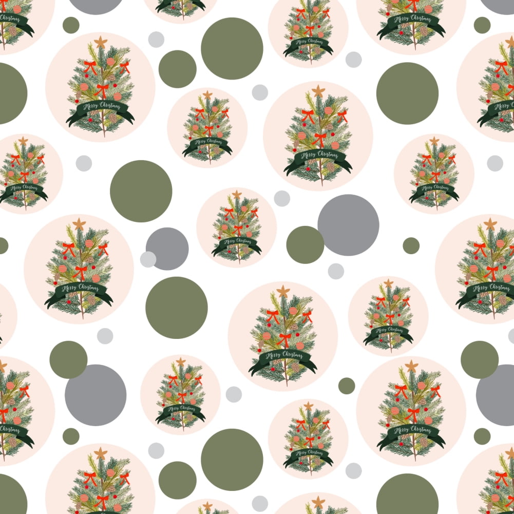 Merry Christmas Decorated Pine Tree Premium Gift Wrap Wrapping Paper