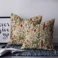 thumbnail image 2 of 20x20 Pillow Covers Set of 2, Rustic Botanical Throw Pillow Covers Decorative Couch Cushion Case, Vintage Floral Wildflower Microfiber Square Pillowcases for Bedroom Car Living Room, 2 of 7