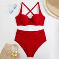 thumbnail image 7 of Daznico Women's Bikini Set, Underwire Twist Front Top with Wrap High Waist Bottoms,L, 7 of 7