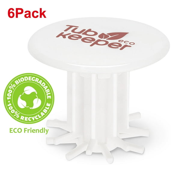 TubKeeper Drain Hair Catcher 100% Biodegradable Tub Protector Cover for Bathtub Kitchen Balcony, White, 6 Pack