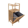 thumbnail image 2 of Cesto de Lavandería de Bambú con Caja de Tela para Ropa Sucia y 2 Niveles de Estantes, Ideal para Almacenamiento y Organización en Baño, 2 of 4
