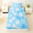 thumbnail image 4 of Manfei Kawaii Kitten Paw Twin Sheets, Dog Bone Bedding, Light Blue White, 3-Piece, 1 Flat Sheet, 1 Fitted Sheet and 1 Pillowcase, 4 of 6