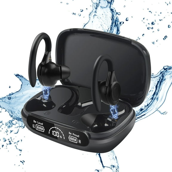 Wireless Earbuds for iPhone Android,160hrs Playtime Waterproof IPX7 Bluetooth 5.3 Headphones True Earphones Headset In-Ear Stereo Noise Cancelling Wireless Earbuds with Charging Case Ear Hooks