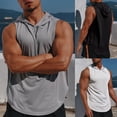 thumbnail image 2 of Men Hooded Vest Sport Basketball Gym Workout Quick Dry Loose Tank Tops Sportswear, 2 of 8