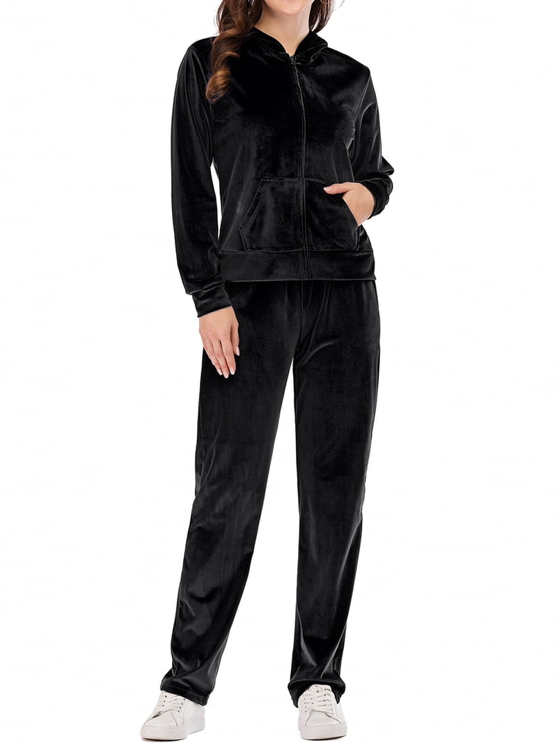Womens 2 Pieces Joggers Outfits Jogging Sweatsuits Set Velvet Sports Sweat Suits