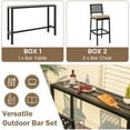 thumbnail image 4 of Gymax 3PCS Outdoor Metal Bar Table & Chairs Set Patio Dining Table Set w/ Cushion, 4 of 7