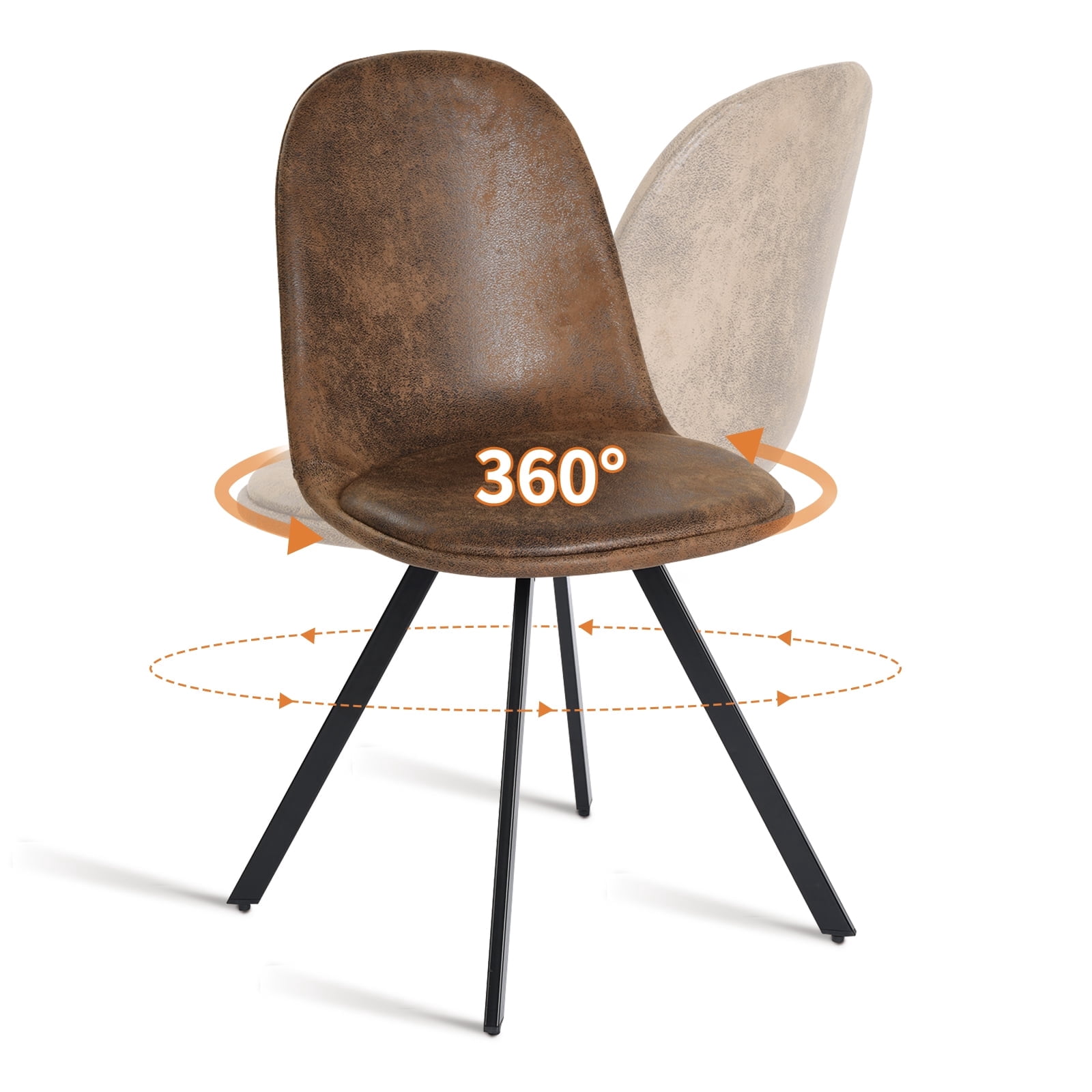 Homy Casa Swivel Dining Chairs Set of 4, Upholstered Kitchen Chairs for Living Room Office, Brown