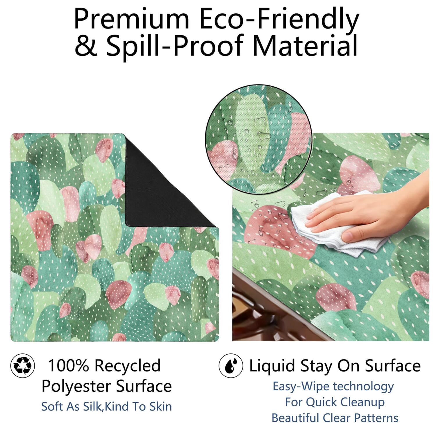 31.5 Inch Botanical Style Game Table Pad Crafted from Premium Rubber Material with Anti-Slip Grip Surface and Noise Dampening Features for Multi-Game Activities