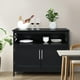thumbnail image 4 of Zimtown Gabinete de buffet con almacenamiento Cocina Comedor Aparador Gabinete de almacenamiento de buffet Servidor de buffet Armario Armario Mesa de consola con estante de 2 puertas Negro Zimtown contemporary, 4 of 6