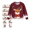 thumbnail image 2 of Staki Boys Christmas Pjs 2 Piece Boys Pajamas Kids Long Sleeve Top and Pants Pajamas Pjs Sleepwear Set for Toddler Little Boys(Wine,5-6 Years), 2 of 6