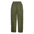 thumbnail image 6 of Auralook Women Linen Pants Summer Casual Drawstring Elastic Waist Pockets Pants Lightweight Capris Beachwear,Army Green,XL, 6 of 6