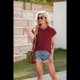 thumbnail image 5 of Camisetas de Entrenamiento de Verano para Mujer, Color Vino Tinto XL, 5 of 10