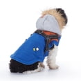 thumbnail image 4 of Small Dog Harness Jacket Hooded,Pet Coat Cold Weather Warm Vest Jacket with Harness,Dog Waterproof Windproof Cotton Costume for Puppy Small Medium Dogs Blue Brown M, 4 of 7