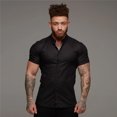 thumbnail image 2 of Camisas s Para Hombre Manga Corta Camisas casuales de manga corta para hombre Camisa de playa de verano con botones (Black, XL), 2 of 5