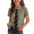 thumbnail image 6 of Odeerbi Toddler Boys Dress Shirt with Striped Tie Short Sleeve School Uniform Shirts, 6 of 8