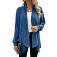 thumbnail image 2 of Women'S Cardigan Long Sleeve Asymmetrical Knit Open Front Cardigan Outwear Dark Blue XXXL, 2 of 8
