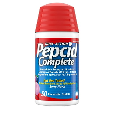 Pepcid Complete Acid Reducer + Antacid Chews, Berry Flavored, 50 Count