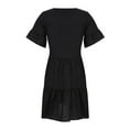 thumbnail image 5 of LLYwey s Long Dresses for Women Wedding Guest Fashion Casual Short Sleeve Ruffle Color V-Neck Loose Dress New formal Dresses Black Xxl, 5 of 9
