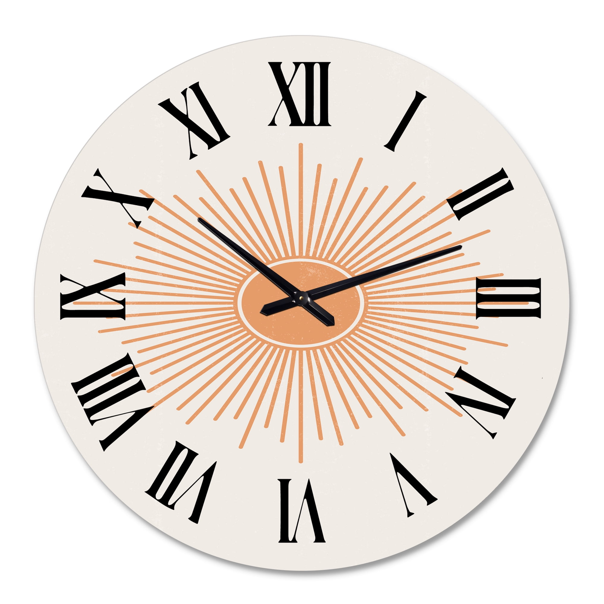 Designart 'Minimalist Bright Shining Orange Sun Rays Iii' Modern Wall Clock