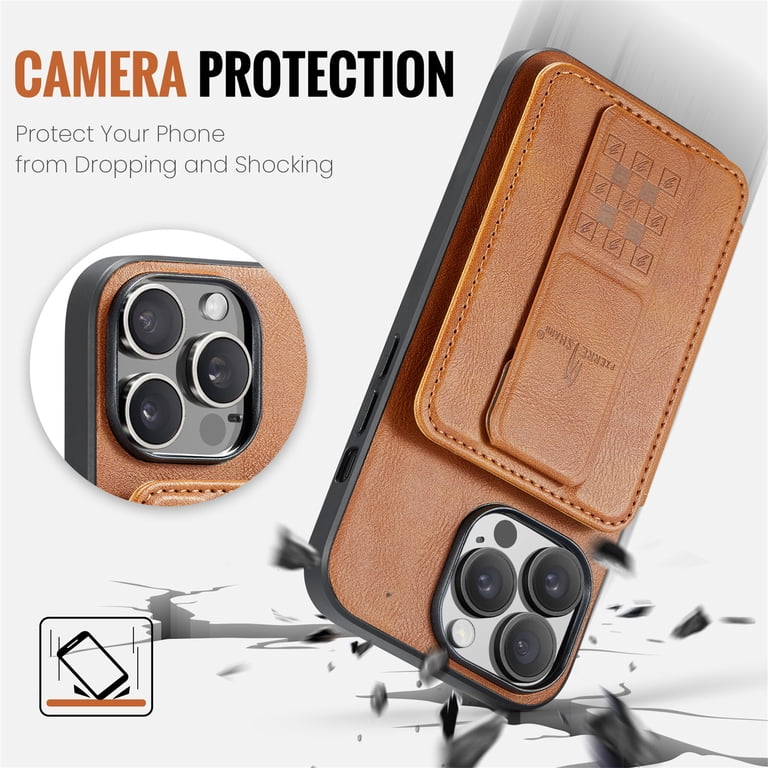 Housse Portefeuille Magnétique Pour IPhone 17 Pro Max - Compatible MagSafe, Protection RFID, Porte-cartes Et Rabat En Cuir - Couleur Orange