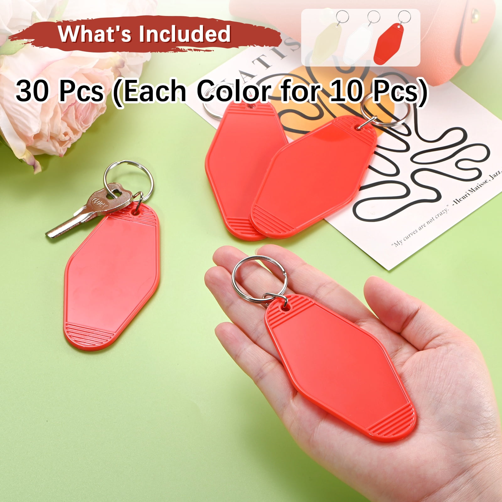 Blank Hotel Keychain Tags [30PCS] - Plastic Rhombus Blank Motel Keychain for Luggage Labels [Mixing 3 Colors - C] Vintage Key Tags