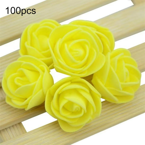 Flores falsas de 3,5 cm, decoraciones de bricolaje, flores de imitación para fiesta de boda (amarillo)