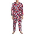thumbnail image 3 of Naloa Palm Tree Pattern on Red Men’s Pajamas Set - Long Sleeve Button Down Sleep Shirt and Pajama Bottoms Sleepwear Set-XX-Large, 3 of 7