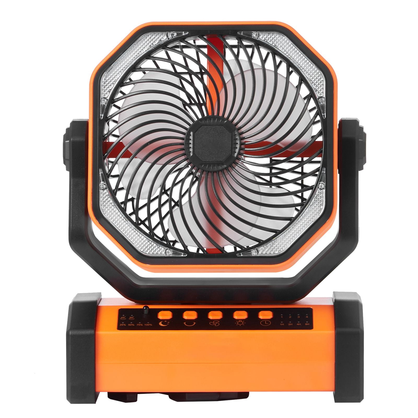 90° Portable Fan Rechargeable 9 Inch, 4 Speeds Adjustable & 45°/90°Automatic Swivel & Timer, High-Quality Battery, Thoughtful, for home garage workshop dryer and utility ventilation use