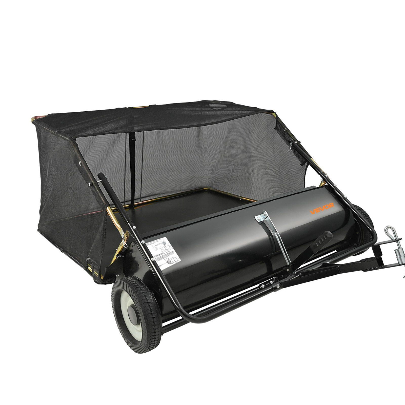 Tow Behind Lawn Sweeper, 50 in Pull Behind Lawn Sweeper, 26 cu. ft Large Capacity Leaf & Grass Collector, Heavy Duty Garden Sweeper with Adjustable Sweeping Height for Yard, Lawn, Farm