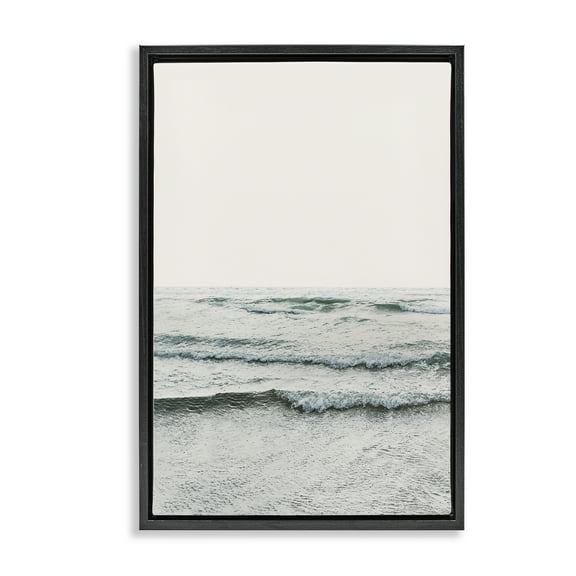 Stupell Industries Rippling Ocean Tide Nautical & Beach Photography Black Floater Framed Canvas Art Print Wall Art, 17 x 25