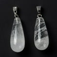 thumbnail image 2 of 2 pc Natural Quartz Pendants Rock Pendants with Platinum Brass Findings Teardrop 26.5~29x10mm Hole: 2.5~3.5x4~6mm, 2 of 3