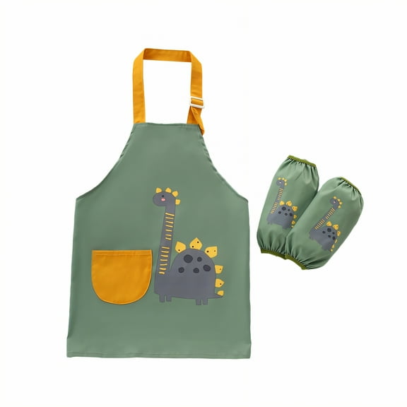 AUQ Kids Apron,Polyester Fiber Fabric Kids Aprons for Cooking,Two-Sided Coating Toddler Apron,S