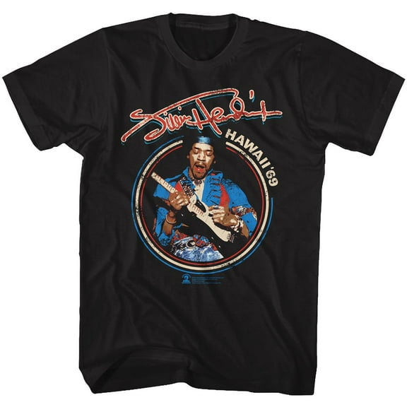 Jimi Hendrix UK Tour 69 Black Adult T-Shirt