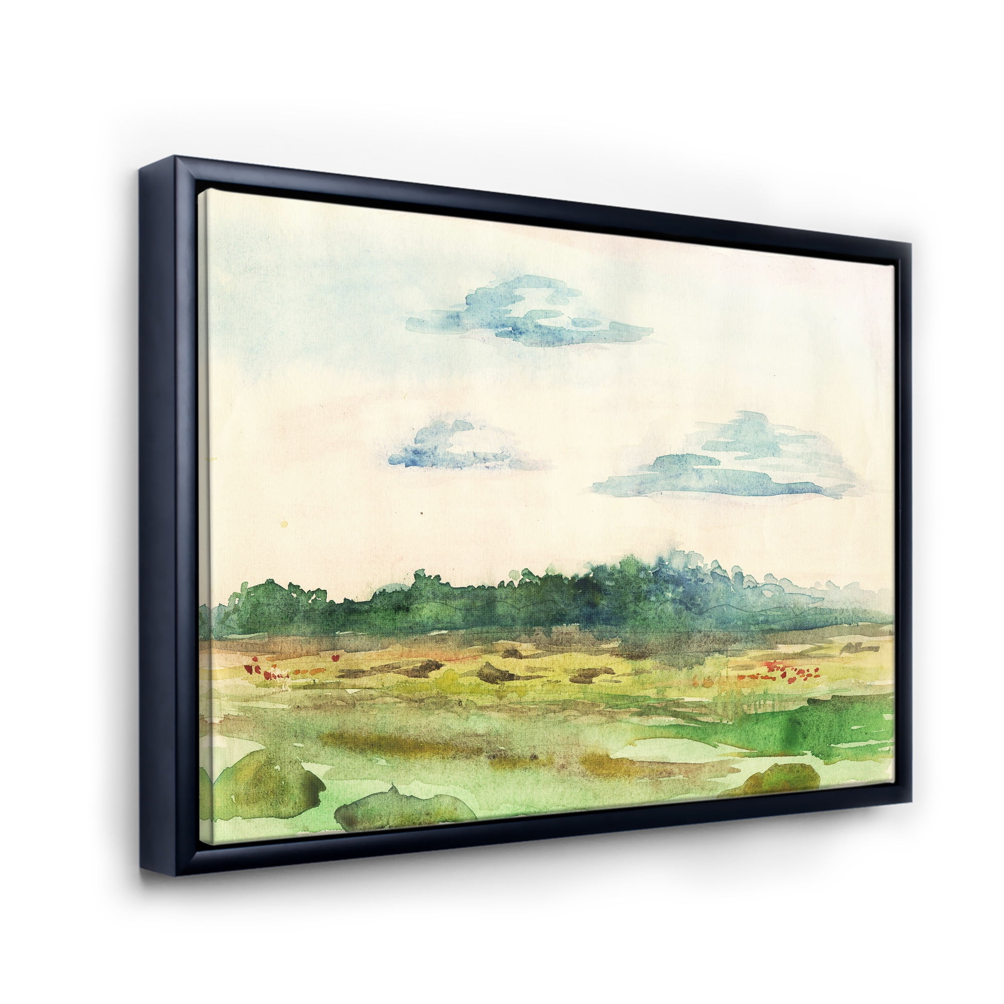 Designart 'Summer Landscape Of Green Blossoming ' Traditional Framed Canvas Wall Art Print