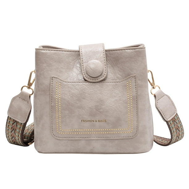 Bolso tipo cubo para mujer, bolsos casuales de cuero PU, bolsos de hombro de viaje de gran capacidad
