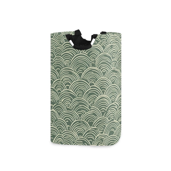 Yayeee Freestanding Laundry Hamper with Handle Collapsible Large Storage Basket for Clothes, Retro Green Abstract