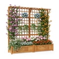thumbnail image 1 of 71" Raised Garden Bed with Trellis, Wooden Planter Box with Hanging Roof and Drainage Holes for Climbing Vines and Flowers, 1 of 7
